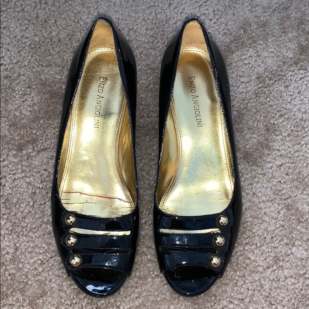 Vintage Black patent leather wedge heel